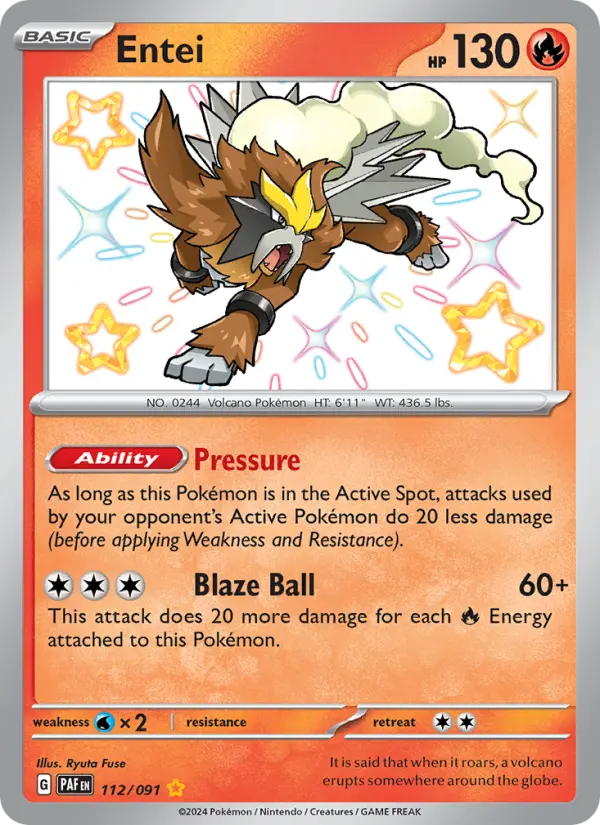 Entei Holo 112/91 Paldean Fates Pokémon Card