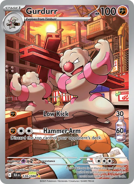 Gurdurr Holo 126/86 Black Bolt Pokémon Card