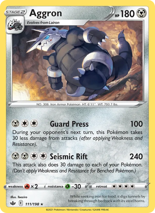 Aggron Reverse Holo 111/198 Chilling Reign Pokémon Card