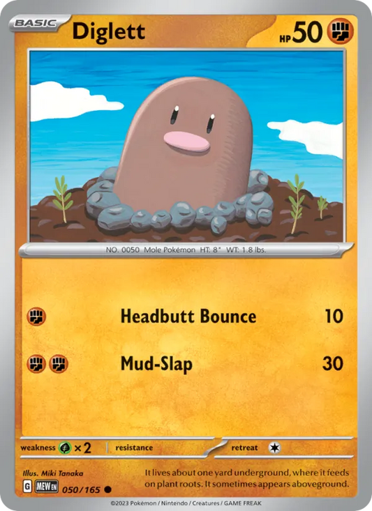 Diglett Normal 050/165 151 Pokémon Card