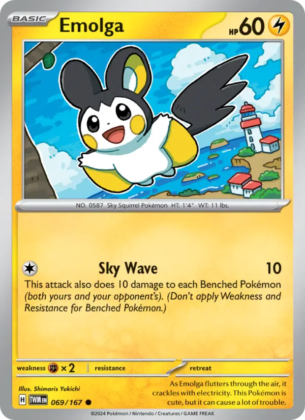Emolga Reverse Holo 069/167 Twilight Masquerade Pokémon Card