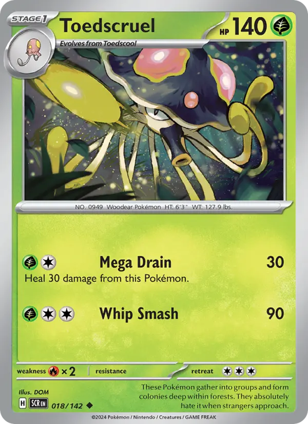 Toedscruel Reverse Holo 018/142 Stellar Crown Pokémon Card