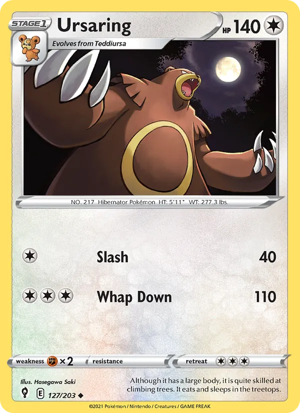 Ursaring Reverse Holo 127/203 Evolving Skies Pokémon Card