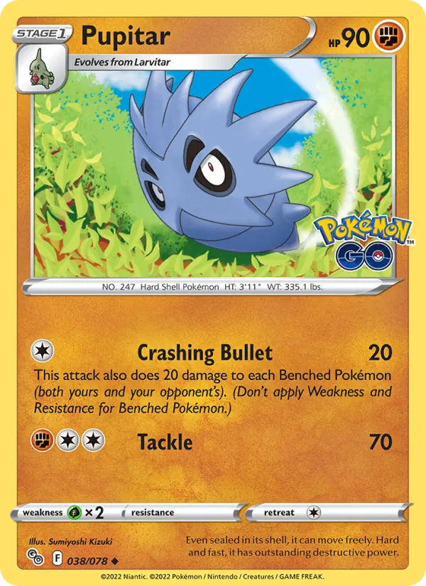 Pupitar Reverse Holo 038/78 Pokémon GO Pokémon Card