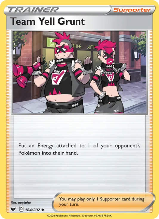 Team Yell Grunt Reverse Holo 184/202 Sword & Shield Pokémon Card