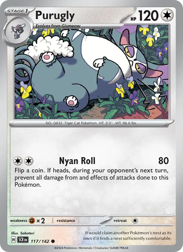 Purugly Reverse Holo 117/142 Stellar Crown Pokémon Card