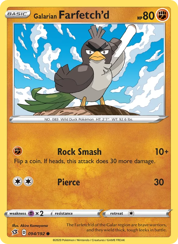 Galarian Farfetch'd Reverse Holo 094/192 Rebel Clash Pokémon Card
