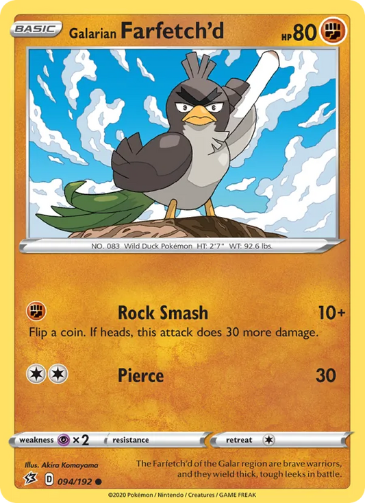 Galarian Farfetch'd Reverse Holo 094/192 Rebel Clash Pokémon Card