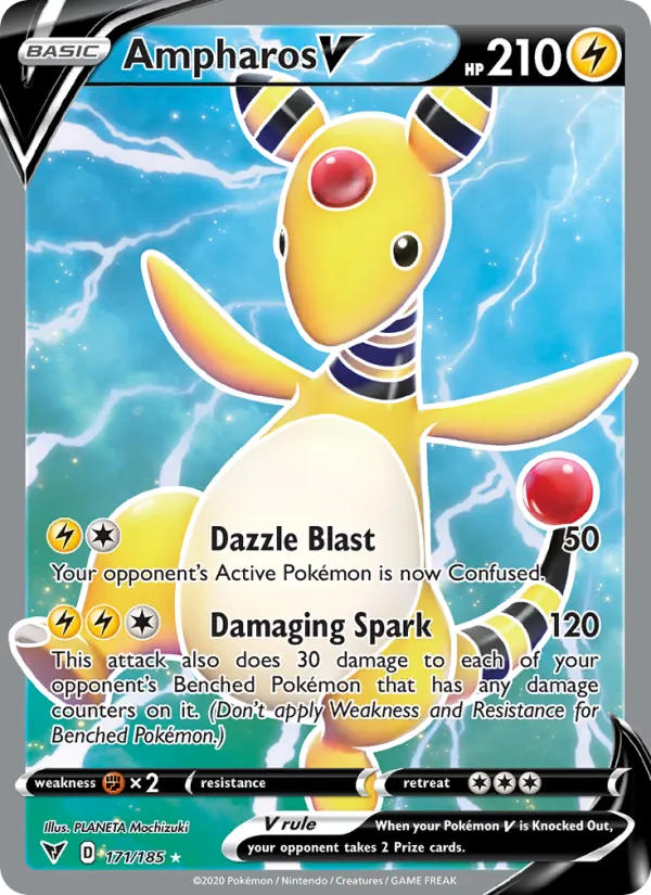 Ampharos V Holo 171/185 Vivid Voltage Pokémon Card
