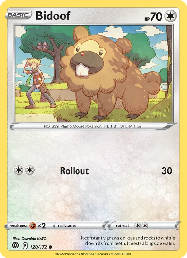 Bidoof Reverse Holo 120/172 Brilliant Stars Pokémon Card
