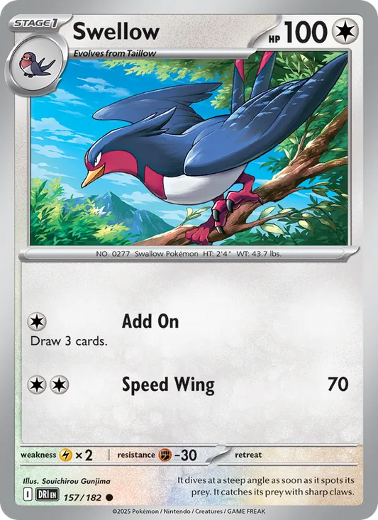 Swellow Normal 157/182 Destined Rivals Pokémon Card