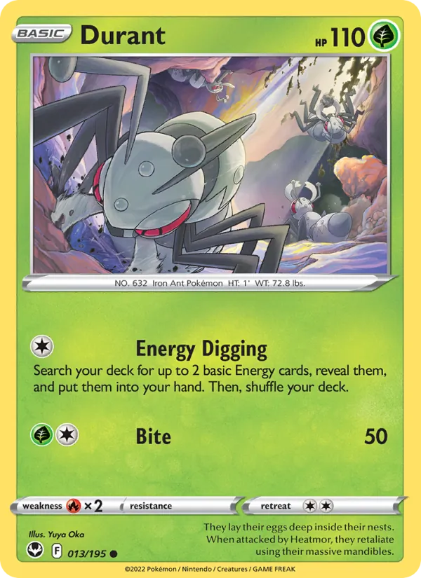 Durant Reverse Holo 013/195 Silver Tempest Pokémon Card