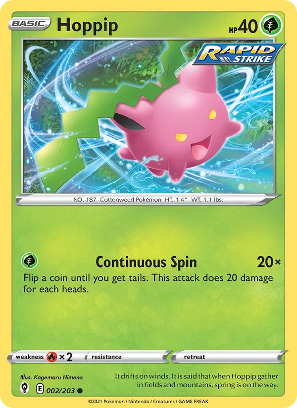 Hoppip Reverse Holo 002/203 Evolving Skies Pokémon Card