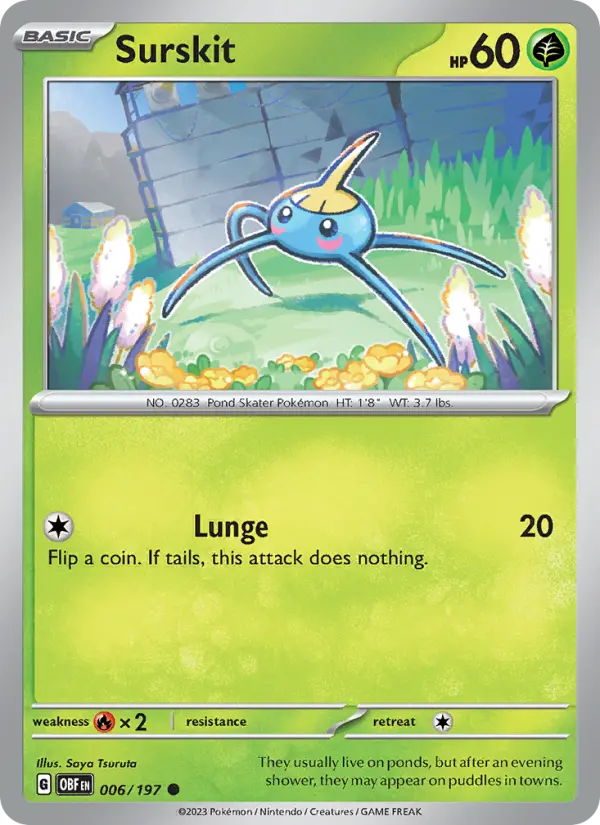 Surskit Reverse Holo 006/197 Obsidian Flames Pokémon Card