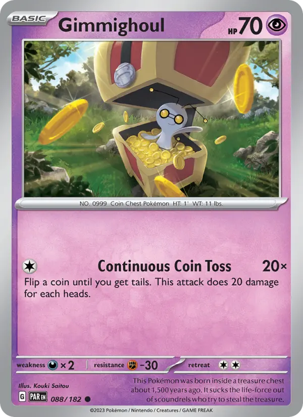 Gimmighoul Reverse Holo 088/182 Paradox Rift Pokémon Card