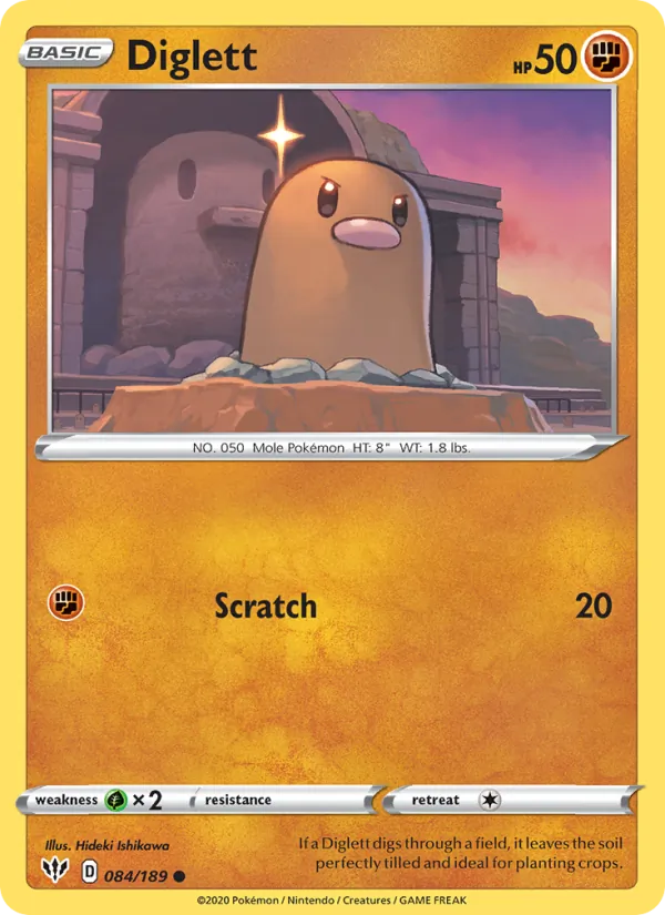 Diglett Reverse Holo 084/189 Darkness Ablaze Pokémon Card