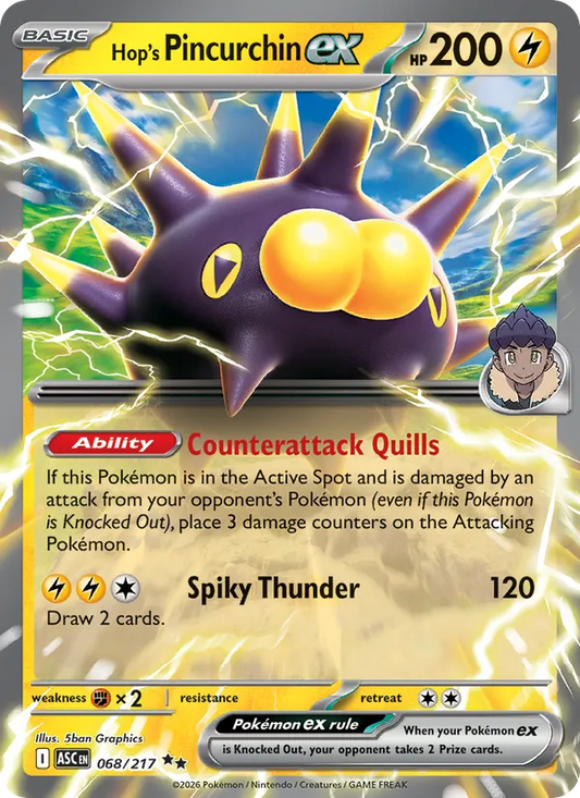 Hop's Pincurchin ex Holo 068/217 Ascended Heroes Pokémon Card
