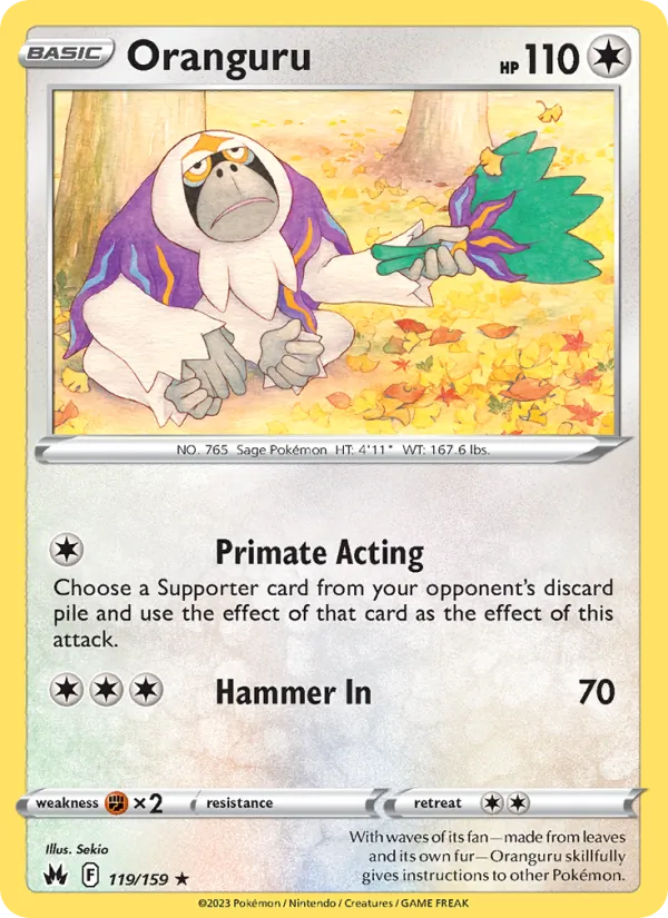 Oranguru Reverse Holo 119/159 Crown Zenith Pokémon Card