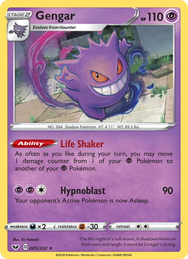 Gengar Reverse Holo 085/202 Sword & Shield Pokémon Card