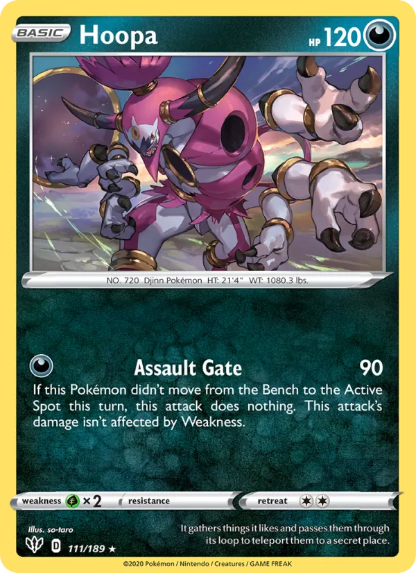 Hoopa Reverse Holo 111/189 Darkness Ablaze Pokémon Card