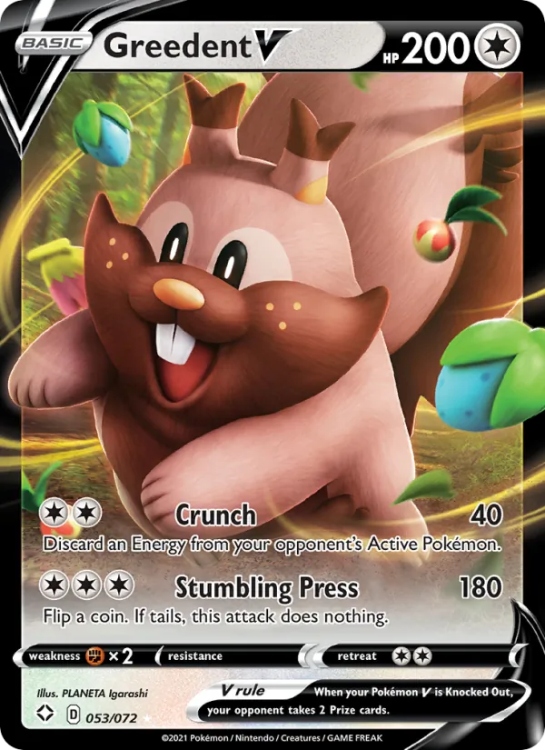 Greedent V Holo 053/72 Shining Fates Pokémon Card