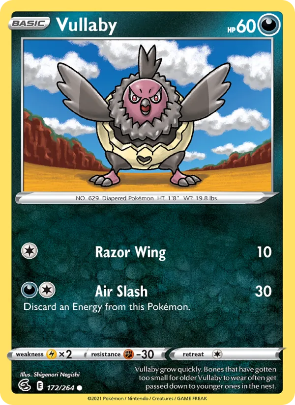 Vullaby Reverse Holo 172/264 Fusion Strike Pokémon Card