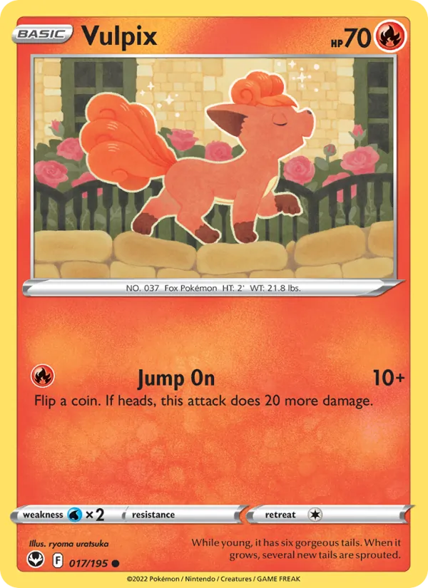 Vulpix Reverse Holo 017/195 Silver Tempest Pokémon Card