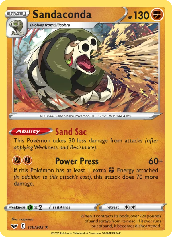 Sandaconda Reverse Holo 110/202 Sword & Shield Pokémon Card