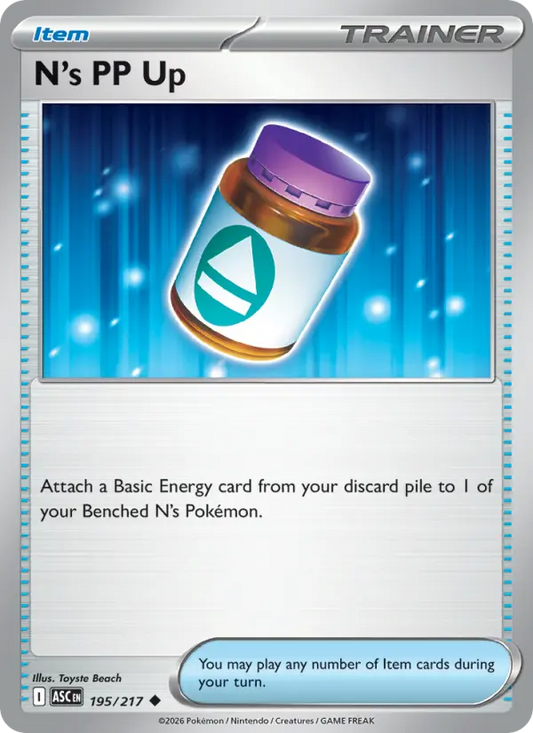 N's PP Up Reverse Holo 195/217 Ascended Heroes Pokémon Card
