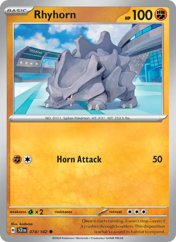Rhyhorn Reverse Holo 074/142 Stellar Crown Pokémon Card