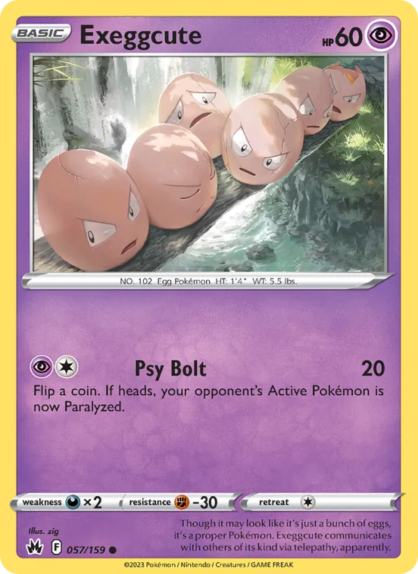 Exeggcute Reverse Holo 057/159 Crown Zenith Pokémon Card