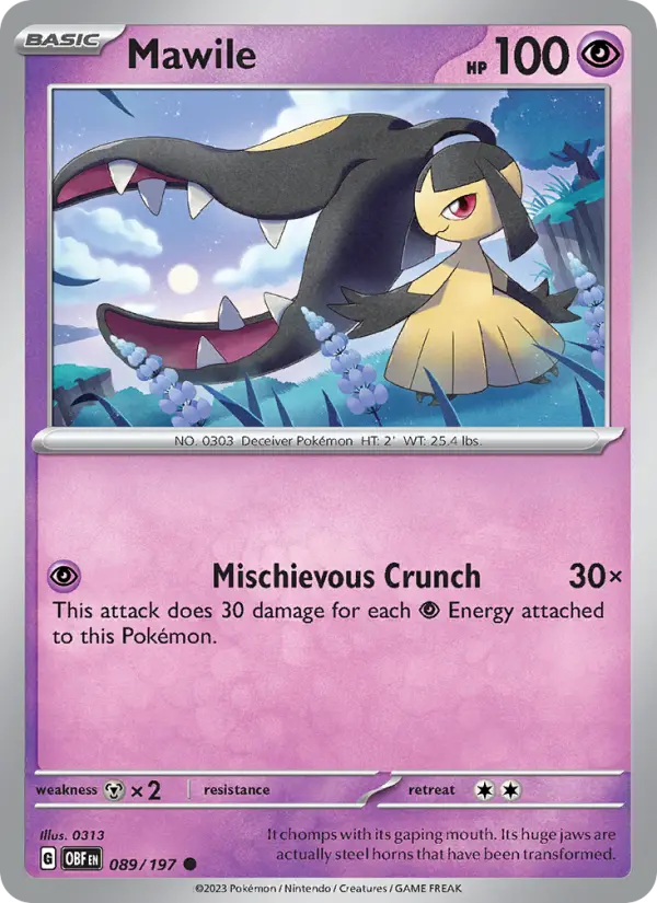 Mawile Reverse Holo 089/197 Obsidian Flames Pokémon Card