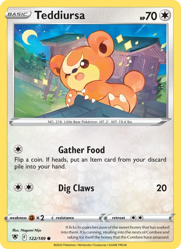 Teddiursa Reverse Holo 122/189 Astral Radiance Pokémon Card