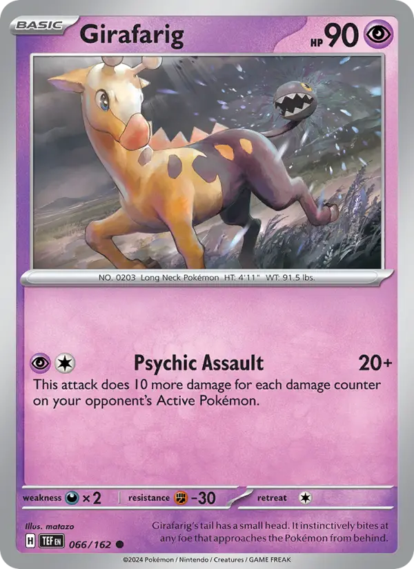 Girafarig Reverse Holo 066/162 Temporal Forces Pokémon Card
