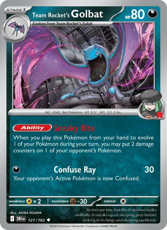 Team Rocket's Golbat Reverse Holo 121/182 Destined Rivals Pokémon Card
