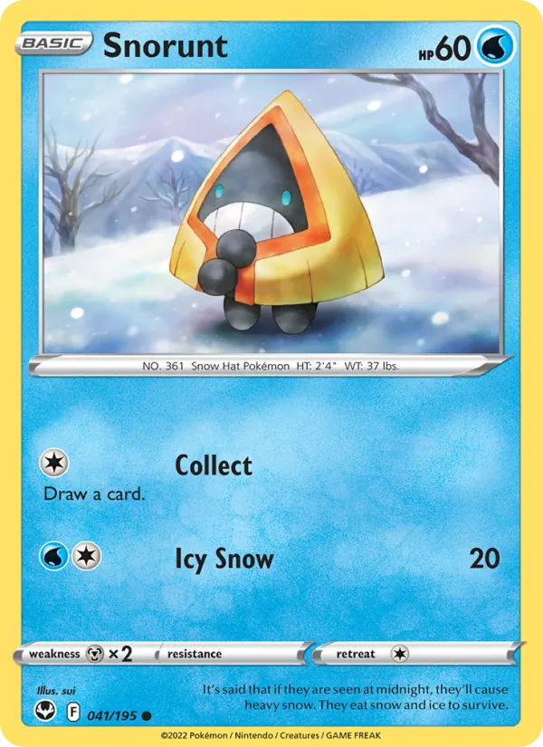 Snorunt Reverse Holo 041/195 Silver Tempest Pokémon Card