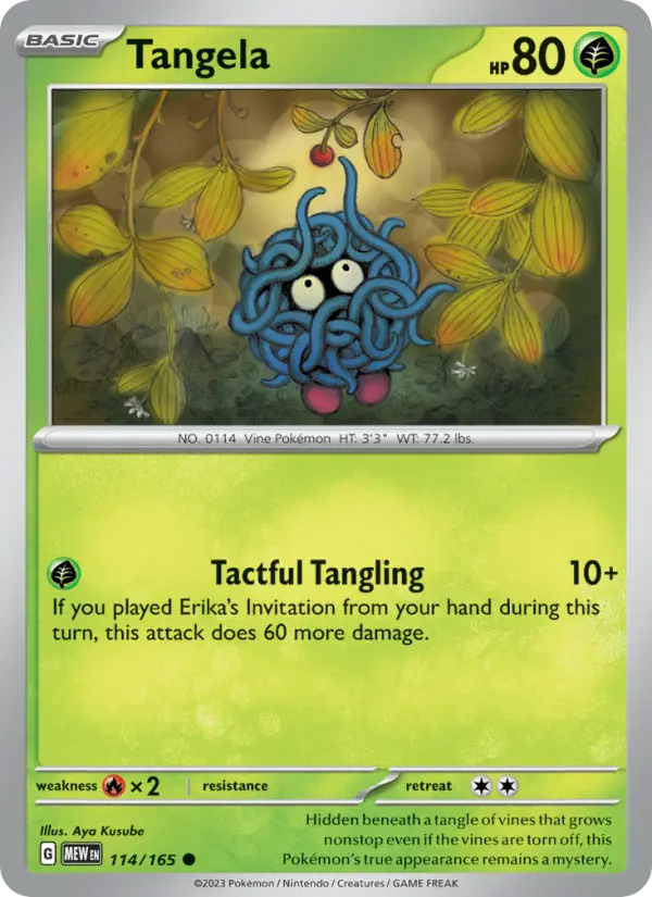 Tangela Reverse Holo 114/165 151 Pokémon Card