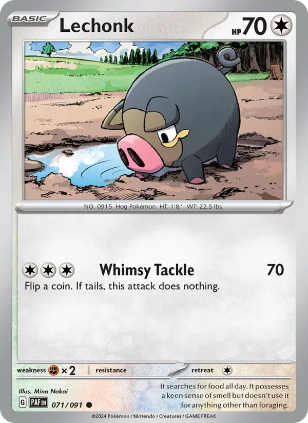 Lechonk Reverse Holo 071/91 Paldean Fates Pokémon Card