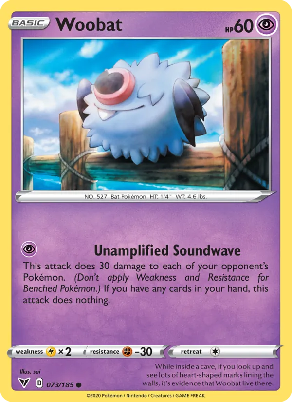 Woobat Reverse Holo 073/185 Vivid Voltage Pokémon Card