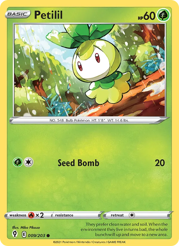 Petilil Reverse Holo 009/203 Evolving Skies Pokémon Card