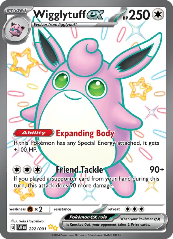 Wigglytuff ex Holo 222/91 Paldean Fates Pokémon Card