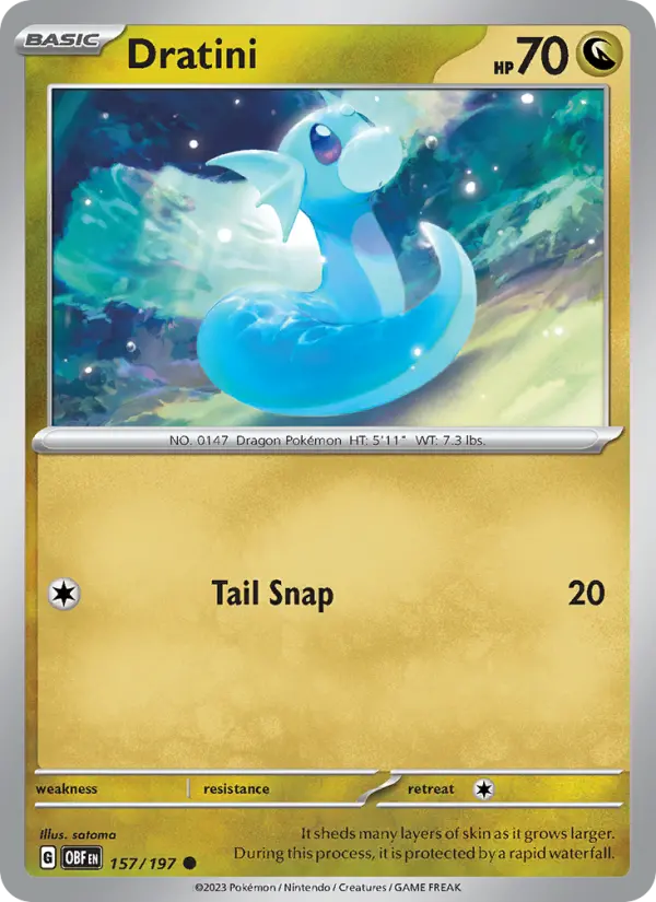 Dratini Reverse Holo 157/197 Obsidian Flames Pokémon Card