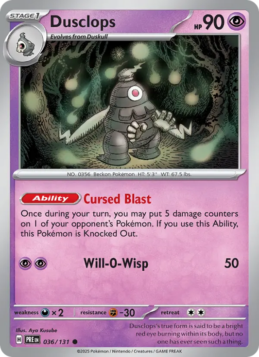 Dusclops Reverse Holo 036/131 Prismatic Evolutions Pokémon Card