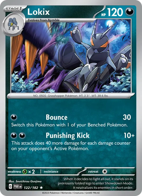 Lokix Reverse Holo 122/182 Paradox Rift Pokémon Card