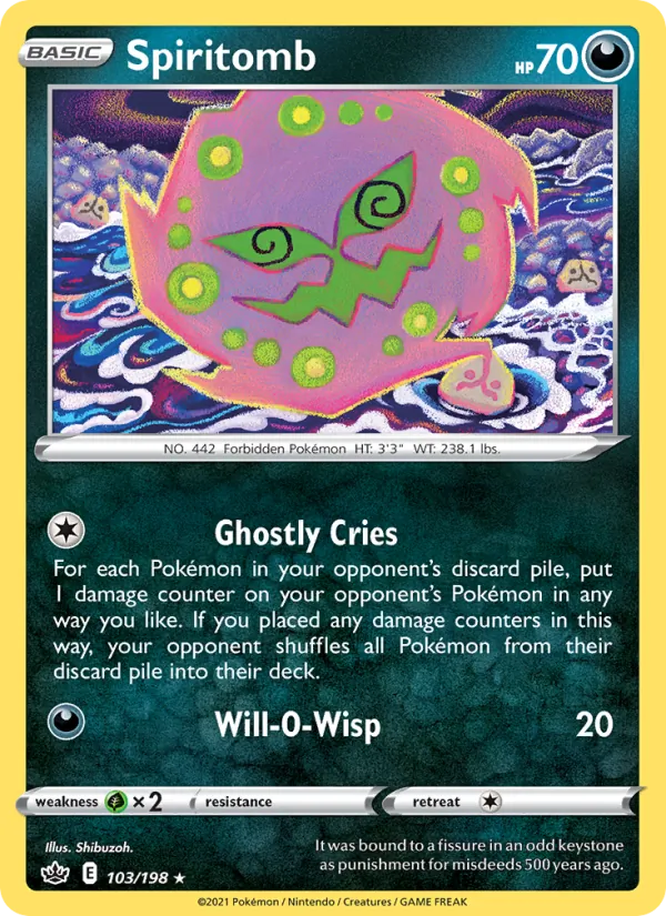 Spiritomb Reverse Holo 103/198 Chilling Reign Pokémon Card