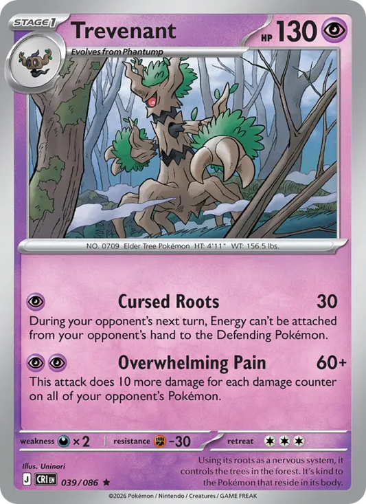 Trevenant Non-Foil 039/86 Chaos Rising Pokémon Card