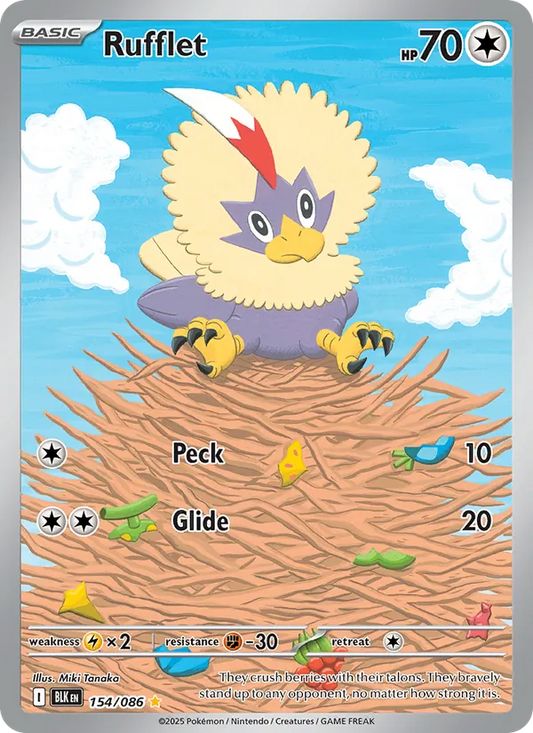 Rufflet Holo 154/86 Black Bolt Pokémon Card