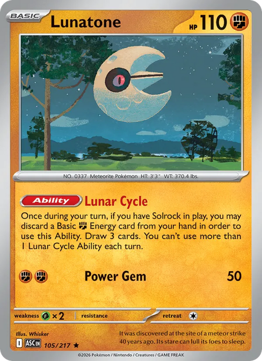 Lunatone Holo 105/217 Ascended Heroes Pokémon Card