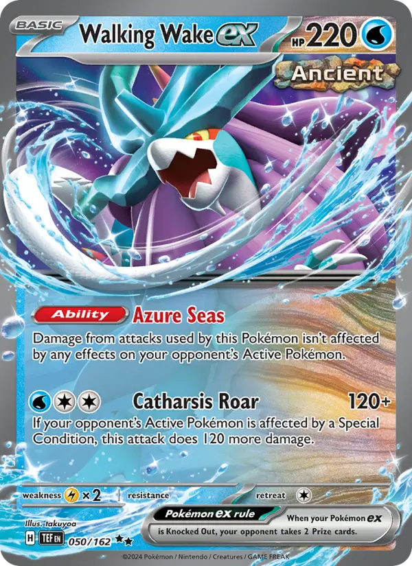 Walking Wake ex Holo 050/162 Temporal Forces Pokémon Card