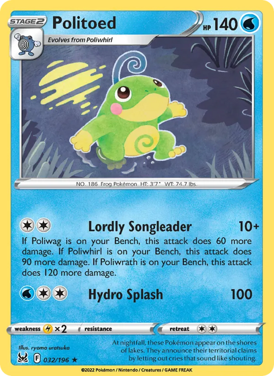 Politoed Normal 032/196 Lost Origin Pokémon Card